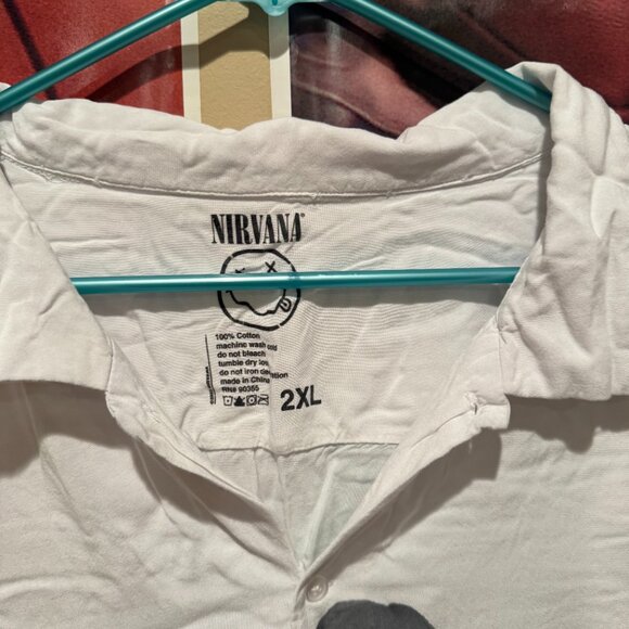 Vintage-Like Y2K Nirvana Kurt Cobain White Button Shirt (Men's 2XL) Hot Topic - Picture 4 of 11